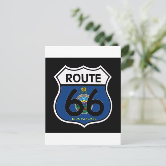 Kansas Flag Route 66 Shield Briefkaart (Staand voorkant)