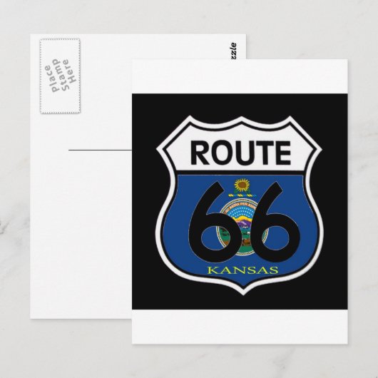 Kansas Flag Route 66 Shield Briefkaart (Voorkant / Achterkant)