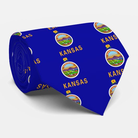 Kansas Flag Stropdas (Opgerold)
