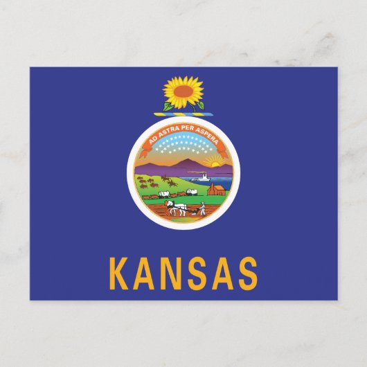 Kansas Flag Sunflower Seal & Ad Astra Souvenir Briefkaart (Voorkant)