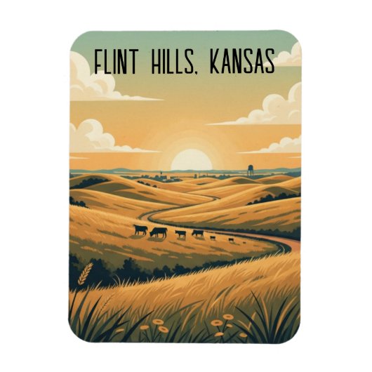 Kansas Flint Hills Reis Souvenir Magneet (Verticaal)