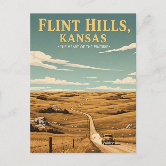 Kansas Flint Hills Reissouvenir Briefkaart (Voorkant)