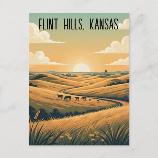 Kansas Flint Hills Reissouvenir Briefkaart (Voorkant)