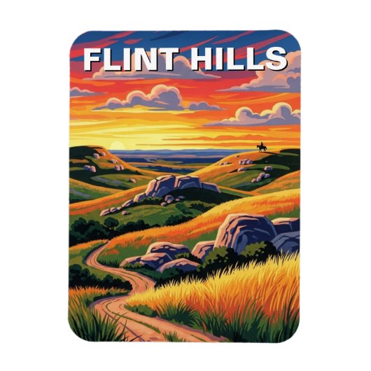 Kansas Flint Hills Travel Souvenir Magneet (Verticaal)