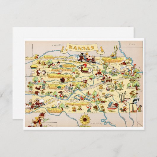 Kansas Funny  Map Briefkaart (Voorkant / Achterkant)