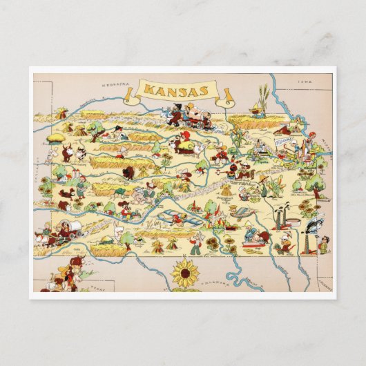 Kansas Funny  Map Briefkaart (Voorkant)