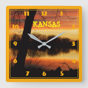 Kansas Golden Reflection WALL CLOCK Vierkante Klok
