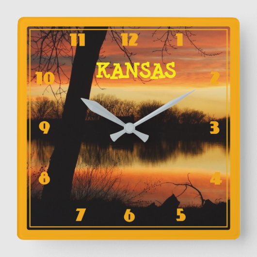 Kansas Golden Reflection WALL CLOCK Vierkante Klok (Voorkant)