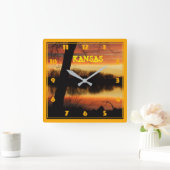 Kansas Golden Reflection WALL CLOCK Vierkante Klok (Huis)