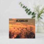 Kansas Golden Sunset met ganzen, bomen. briefkaart (Staand voorkant)