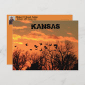 Kansas Golden Sunset met ganzen, bomen. briefkaart (Voorkant / Achterkant)