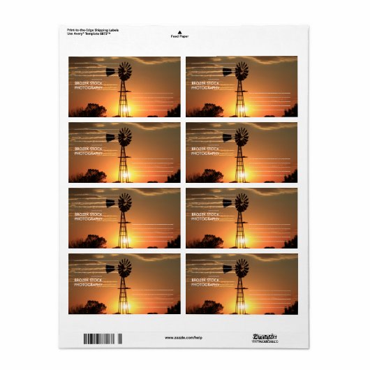 Kansas Golden Windmill Silhouette Verzendlabel (Full Sheet)