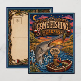 Kansas Gone Fishing Amerikaanse Lepelaar Briefkaart