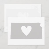 Kansas Gray State Map Shape Heart Cutout Kansan Briefkaart (Voorkant / Achterkant)