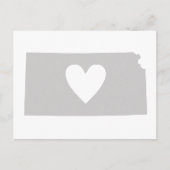 Kansas Gray State Map Shape Heart Cutout Kansan Briefkaart (Voorkant)