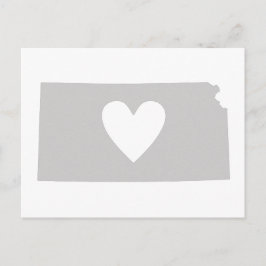 Kansas Gray State Map Shape Heart Cutout Kansan Briefkaart