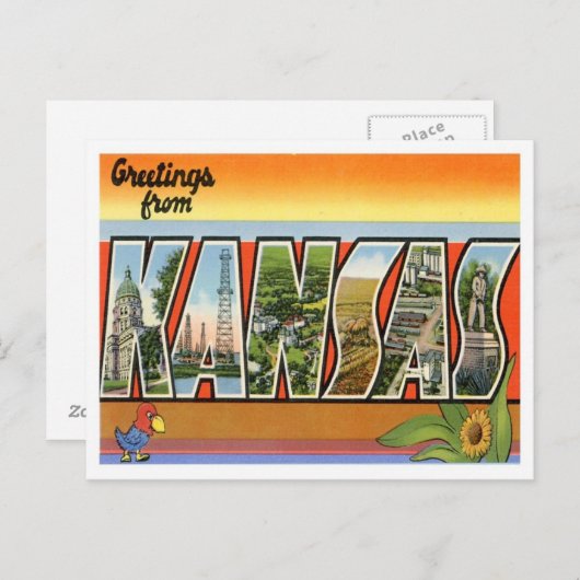 Kansas Greetings uit de VS Briefkaart (Voorkant / Achterkant)