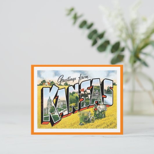 Kansas Greetings uit de VS Briefkaart (Staand voorkant)