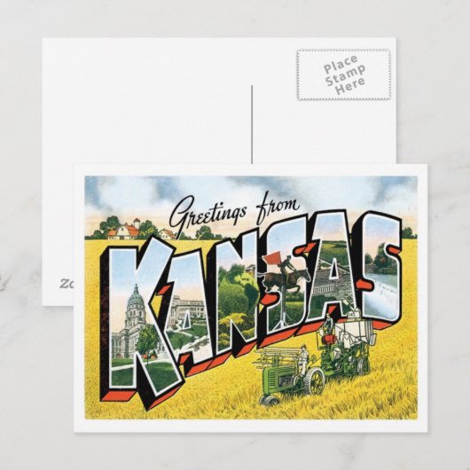 Kansas Greetings uit de VS Briefkaart (Voorkant / Achterkant)