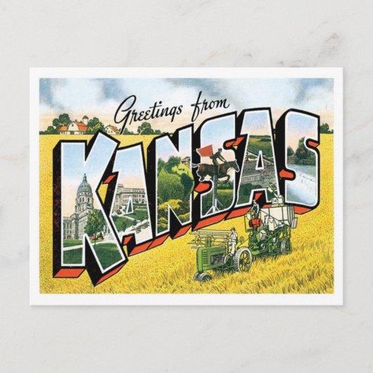 Kansas Greetings uit de VS Briefkaart (Voorkant)