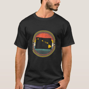 Kansas Hawaii Roots Origine State Map Retro T-shirt