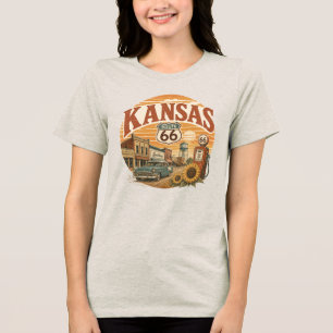 Kansas Historische Route 66 Vintage Tri-Blend Shirt