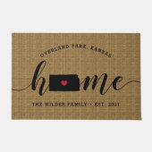 Kansas Home State Personalized Deurmat (Voorkant)