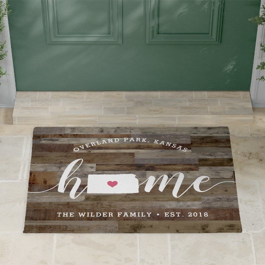 Kansas Home State Personalized Wood Kijk uit Deurmat
