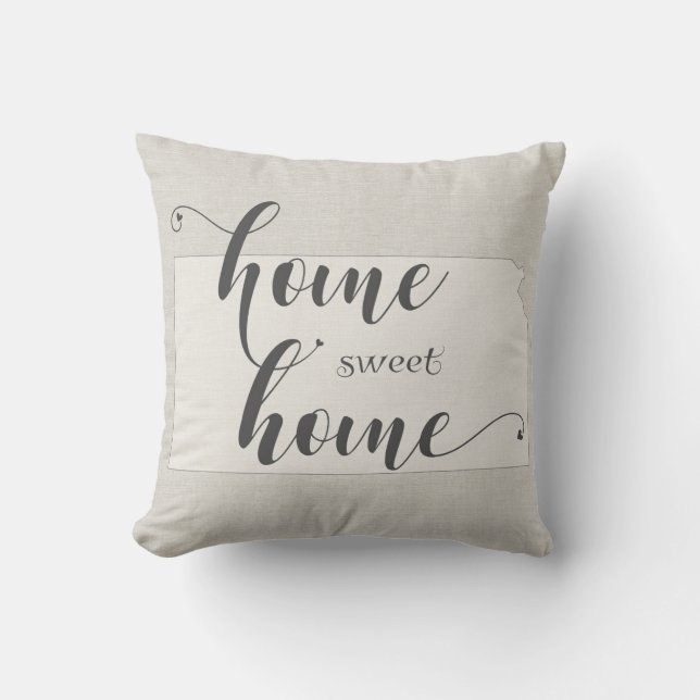 Kansas - Home Sweet Home burlap-look Kussen (Voorkant)