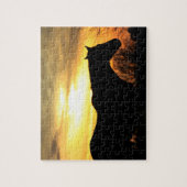 Kansas Horse silhouette Golden Oranje Sunset Legpuzzel (Verticaal)