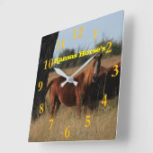 Kansas Horse's Wall Clock Vierkante Klok (Hoek)