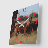 Kansas Horse's Wall Clock Vierkante Klok (Hoek)