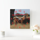 Kansas Horse's Wall Clock Vierkante Klok (Huis)
