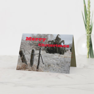 Kansas Icy Fence-Wenskaart voor kerstmis Feestdagen Kaart