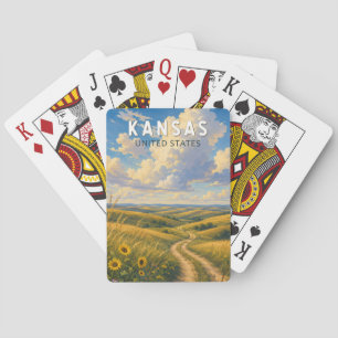 Kansas Illustratie Reis Kunst Vintage Pokerkaarten