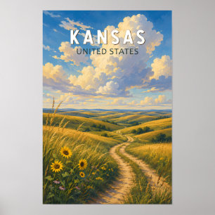 Kansas Illustratie Reis Kunst Vintage Poster