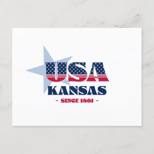 Kansas in rood, wit en blauw Briefkaart