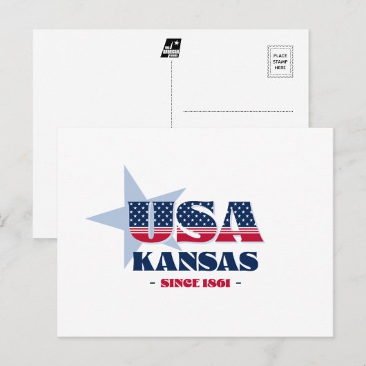 Kansas in rood, wit en blauw Briefkaart (Voorkant / Achterkant)