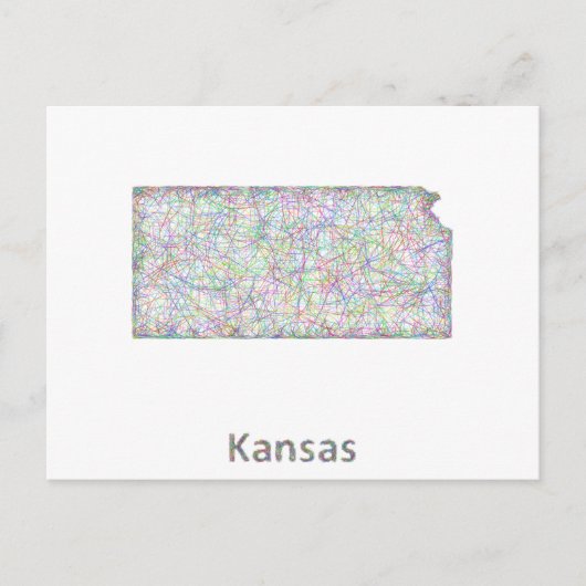 Kansas-kaart Briefkaart (Voorkant)