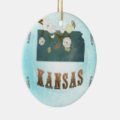 Kansas-kaart met roofvogels keramisch ornament (Rechts)