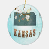 Kansas-kaart met roofvogels keramisch ornament (Links)