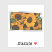 Kansas kaart overzicht gevuld met zonnebloemen sticker (Vel)