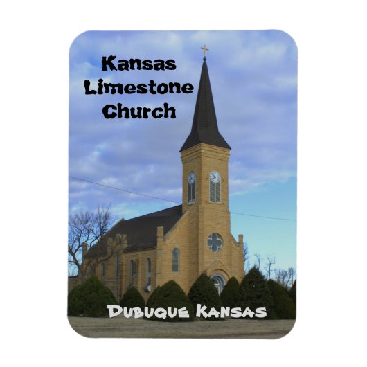 Kansas kalksteen kerk vierkante magneet (Verticaal)