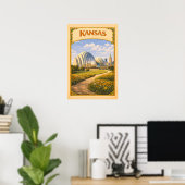 Kansas Kauffman Center Retro Poster (Thuiskantoor)