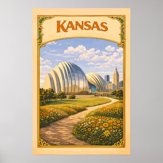 Kansas Kauffman Center Retro Poster (Voorkant)