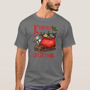 Kansas Kerst Slede slee rood tekst T-shirt