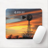 Kansas Kerst Windmolen Zonsondergang Muismat (Met muis)