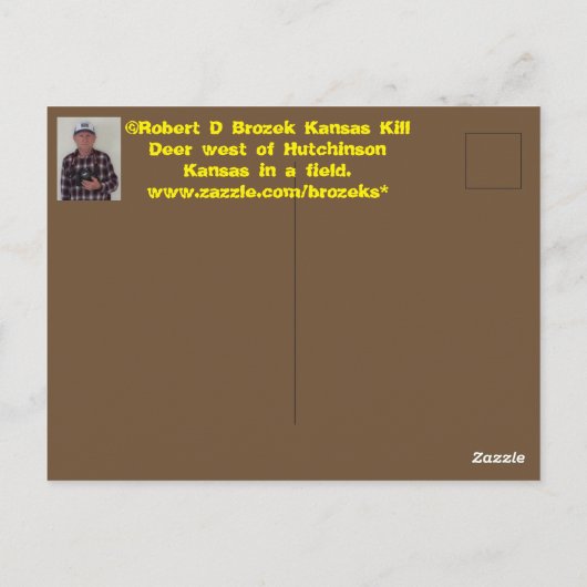 Kansas Kill Deer in een KAART van het Gebied POST. (Achterkant)