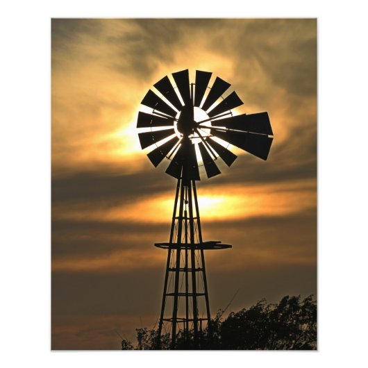 Kansas kleurrijke zon met wolken en de zon foto afdruk (Voorkant)