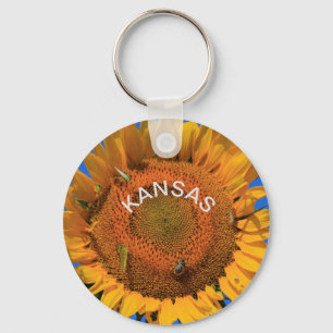 Kansas kleurrijke zonnebloem sleutelhanger